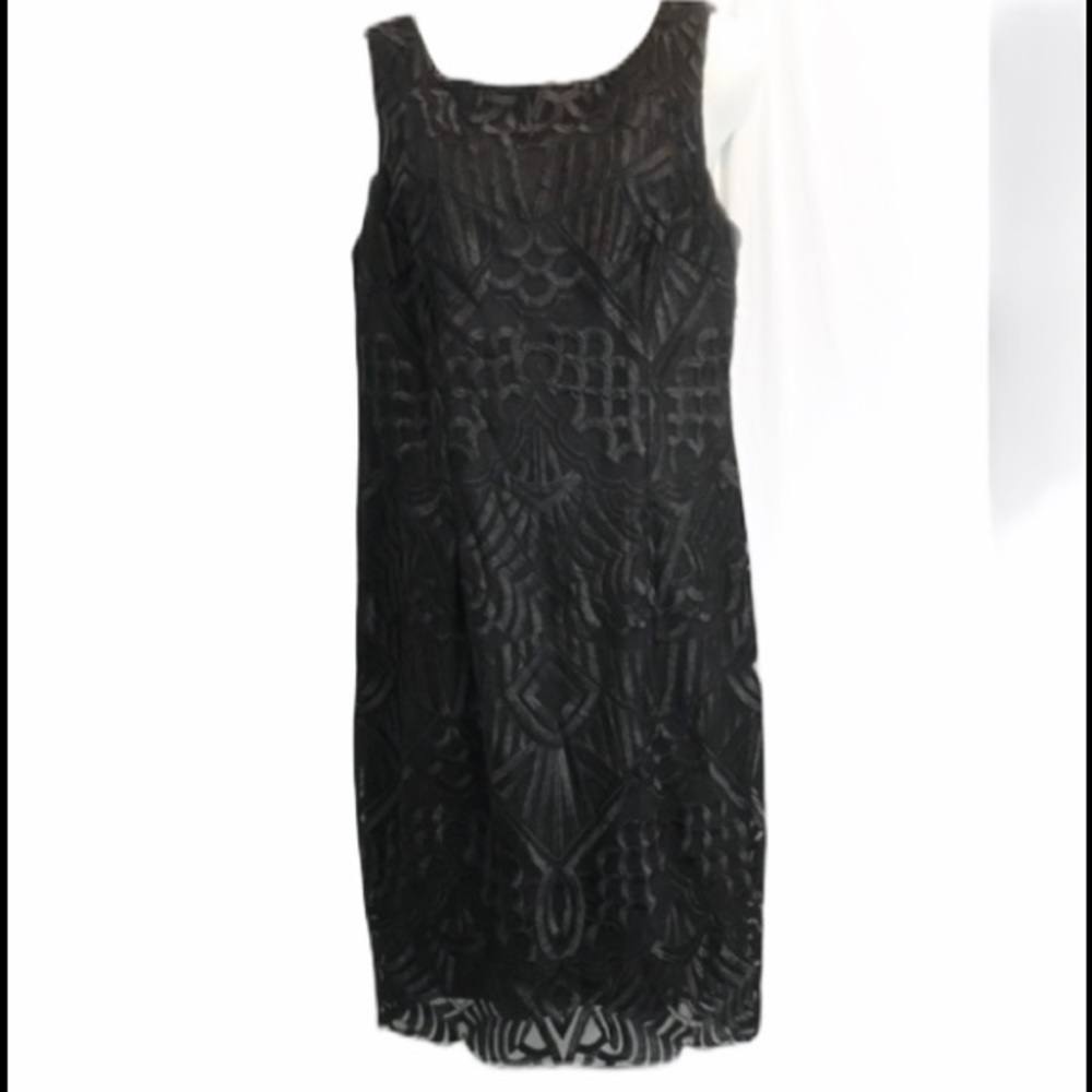 Leslie Fay Black lace sleeveless dress size 10